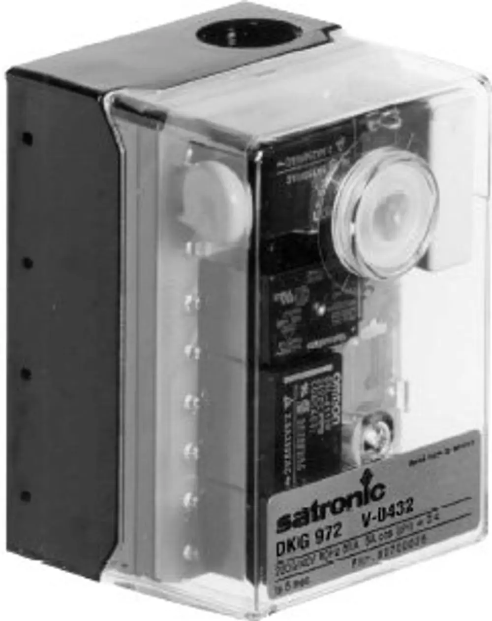 Gasautomat in transparenter Schutzbox mit klaren elektronischen Komponenten, hergestellt von Bosch. Gerät zur Automatisierung von Gassteuerungen.